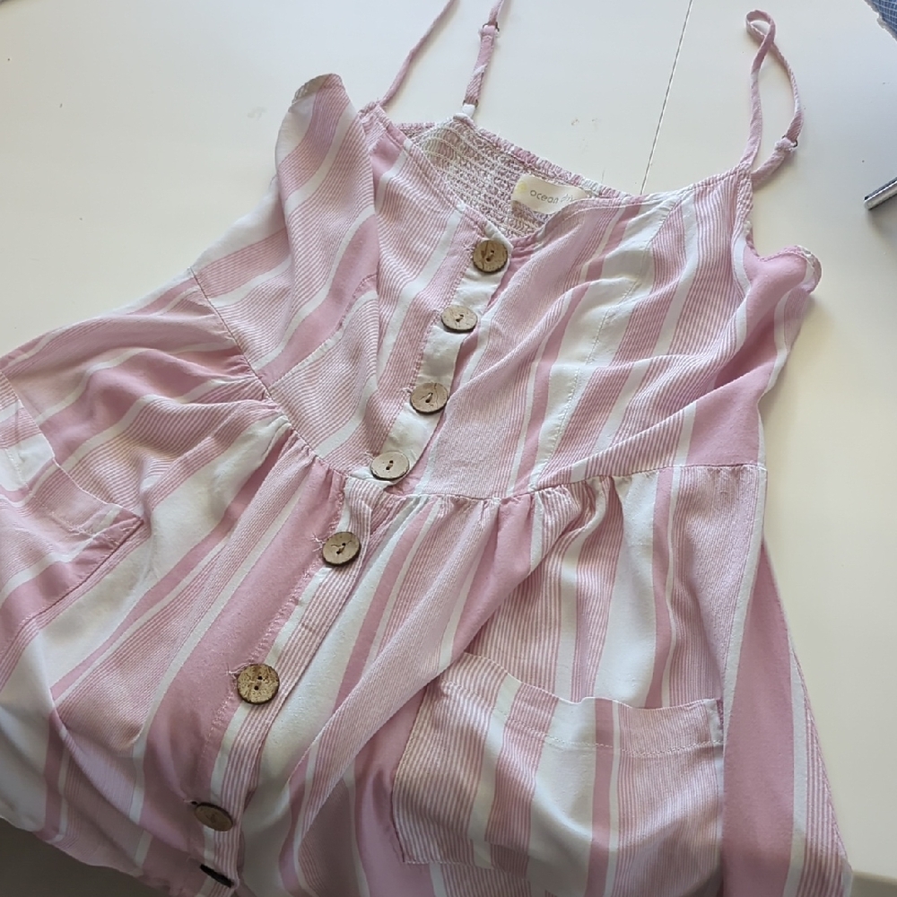 Ocean Drive Pink & White Striped Button-Front Sundress